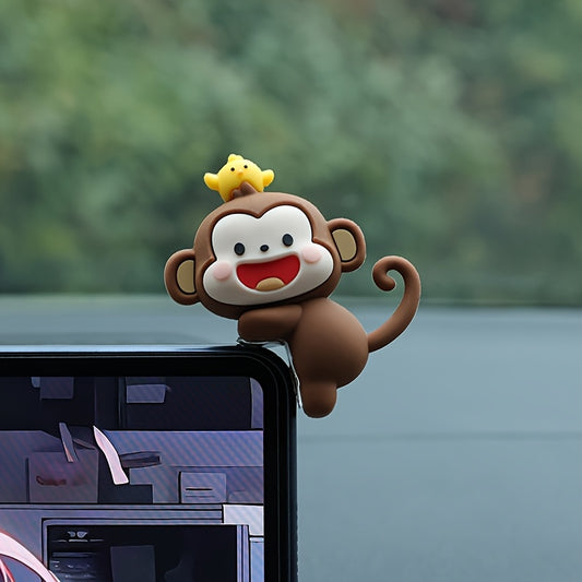 Adorable Cartoon Monkey Car Hanging Ornament - Resin Decor for Rearview Mirrors, Computer Screens & Center Console - Perfect Gift for Friends and Family, Cute Car Decorations
